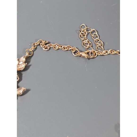 Golden Beige Rhinestone Teardrop Tennis Statement Necklace Elegant Evening Spark - Picture 8 of 11